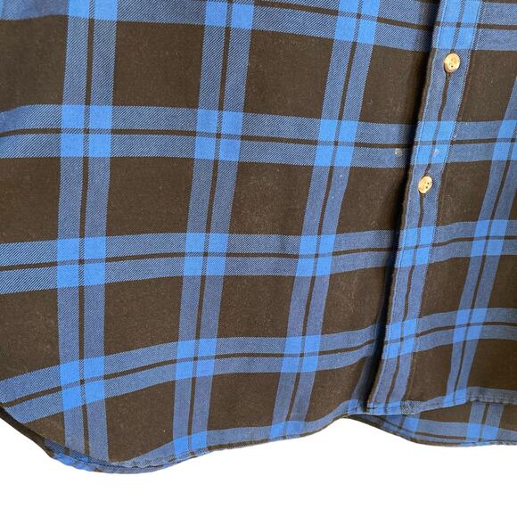 Cabelas Blue Black Checked Flannel Outdoors Gorpcore Button Down Shirt Size XL - Picture 9 of 16